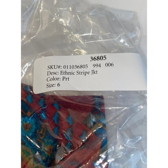 NWT Coldwater Creek Ethnic Stripe Jacket - Size 6 - Never Removed From‎ Bag - Picture 5 of 8